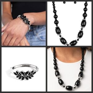 Elegant Black and Silver Jewelry Set NWT